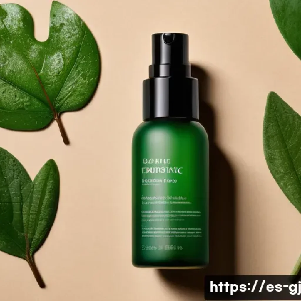 자연 형태를 활용한 뷰티 제품 디자인 - A high-resolution image of an eco-friendly skincare serum bottle featuring a rough, bark-like textur...