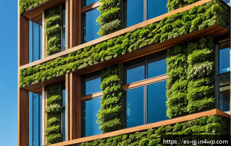 생태계에서 발견한 자연 형태 디자인 사례 - A futuristic urban building façade inspired by natural fractal patterns of leaves, featuring intrica...